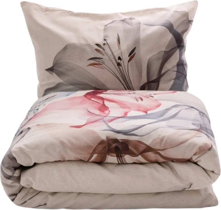 Obliečky zo zmesi bavlny a ľanu Ľalia, 160 x 200 cm, 2 ks 70 x 80 cm