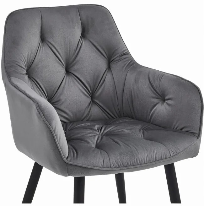 Jedálenská stolička JORK zamatová, tmavosivá (čierne nohy)