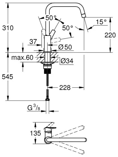 GROHE 30470DC0 - Drezová batéria START 310 mm, nerezová