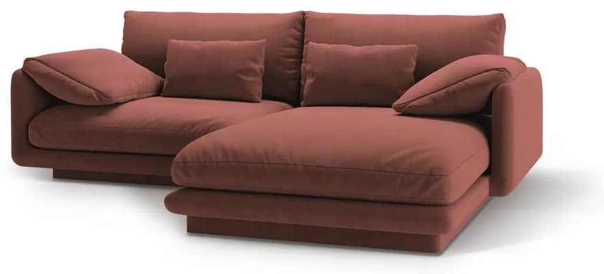 Ružová zamatová rohová pohovka (pravý roh/s leňoškou) Torino – Micadoni