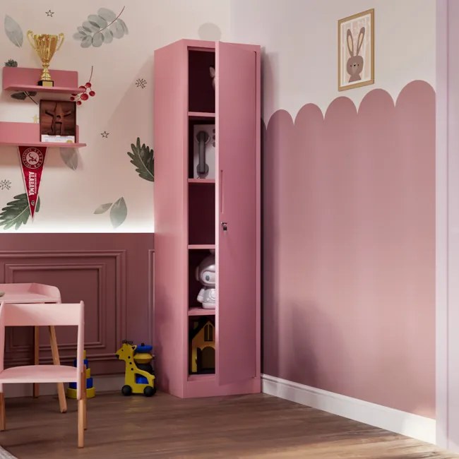 Úzka kancelárska skriňa ALEX, 450 x 850 x 400 mm, Fresh Style: púdrovo ružová