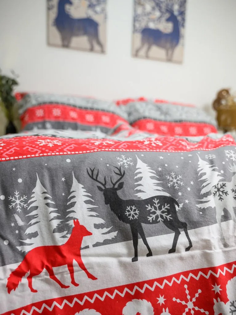 Flanelové obliečky SNOWY FOREST sivá Rozmer obliečky: 70 x 90 cm | 140 x 220 cm