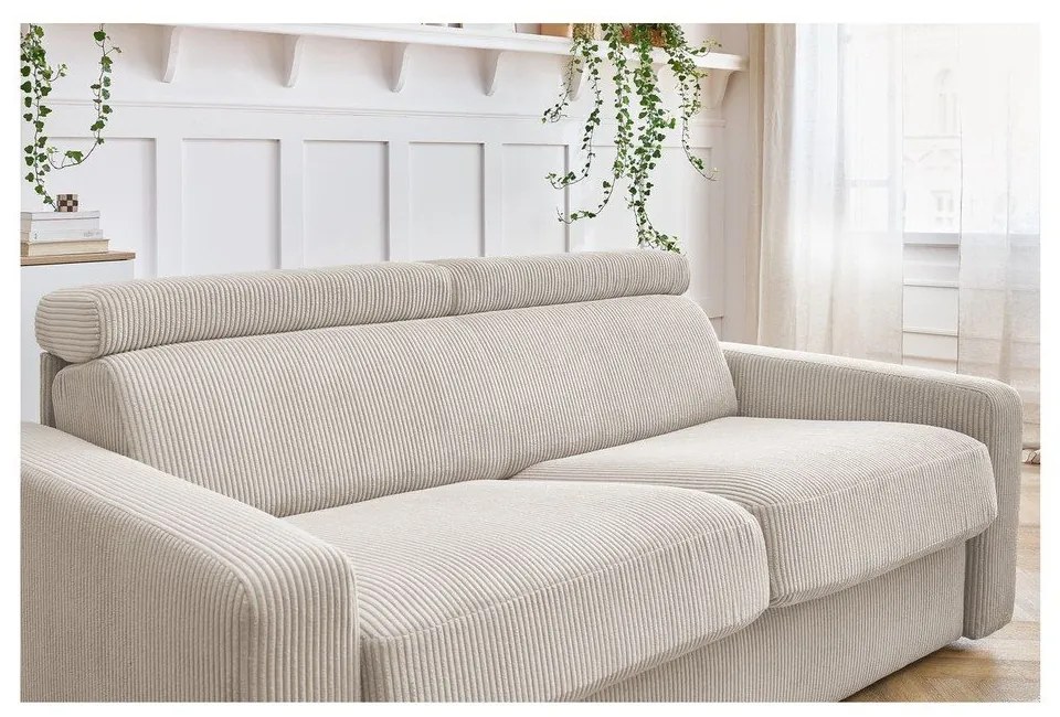 Krémová menčestrová rozkladacia pohovka 195 cm Monaco – Bobochic Paris