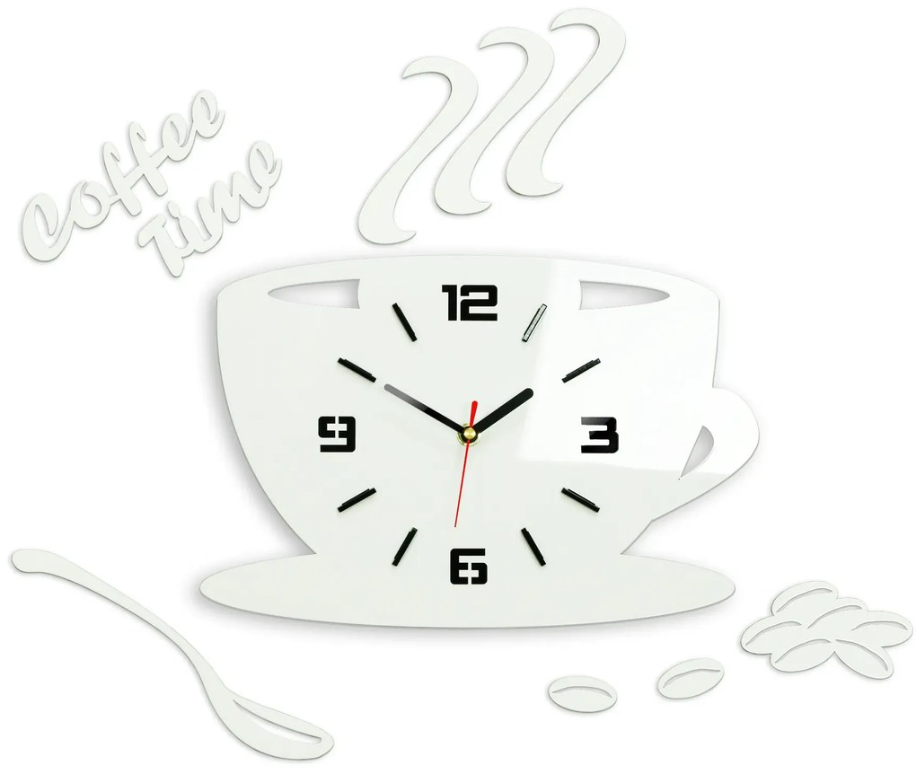 Nástenné hodiny Coffee biele