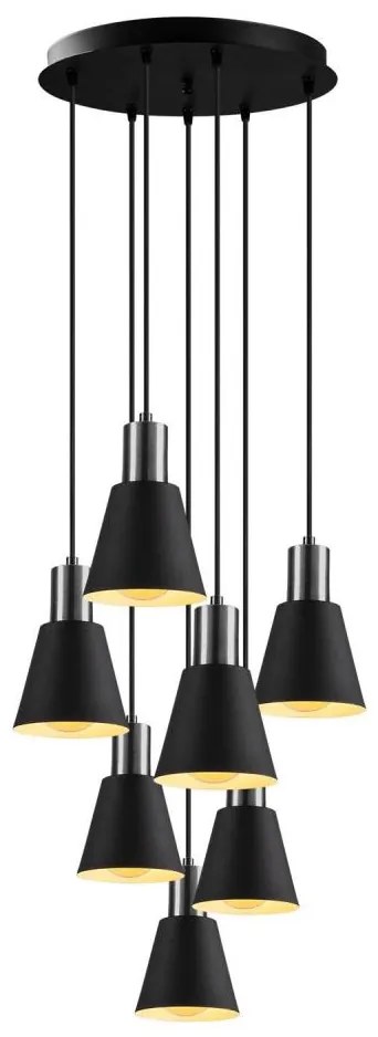 Luster na lanku KEM 7xE27/40W/230V čierny