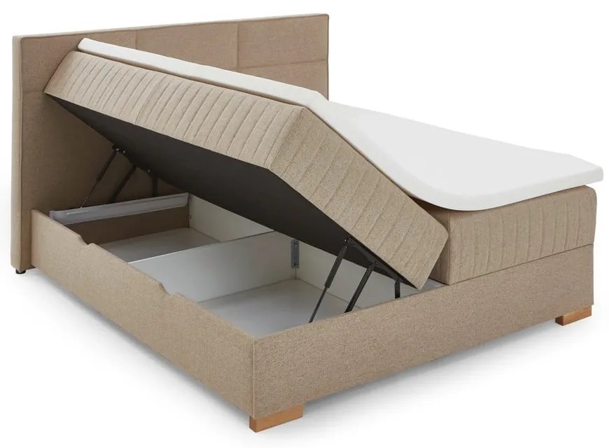 Béžová boxspring posteľ s úložným priestorom 180x200 cm Tambo – Meise Möbel