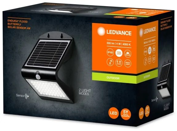 Ledvance - LED Solárne nástenné svietidlo so senzorom BUTTERFLY LED/4W/3,7V IP65