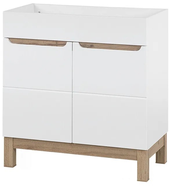 Závěsná skříňka Bali se zápustným umyvadlem 60 cm bílá/dub wotan