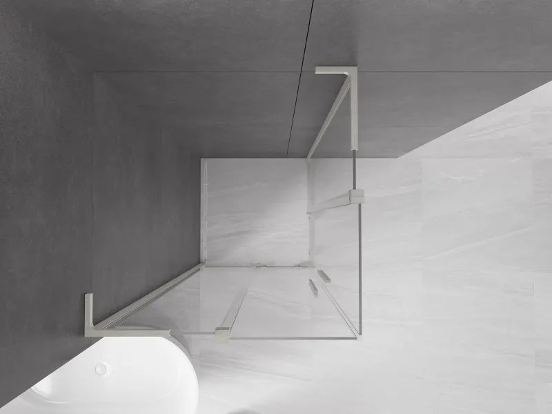 Mexen Velar L Duo, sprchový kút s posuvnými dverami 90 x 90 cm, 8mm číre sklo, brúsená oceľ, 871-090-090-02-03-97