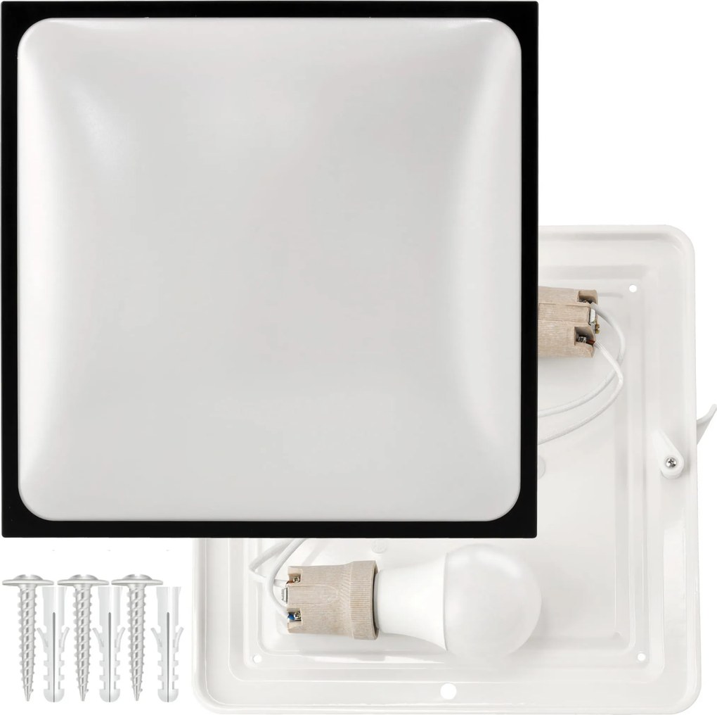 ECOLIGHT LED stropné svietidlo 2xE27 štvorcové čierne