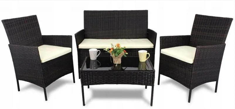 MODERNHOME Polyratanový kávový set tmavohnedý