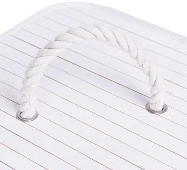 Rohový kôš na bielizeň 60 l bambusový biely