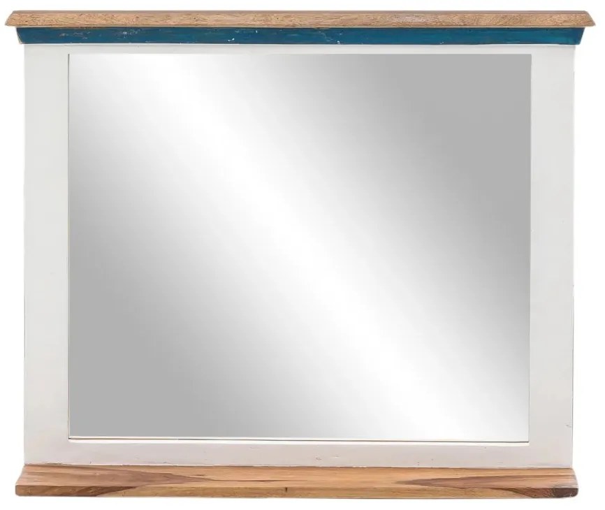 furniture-nabytek.cz - Masívne kúpeľňové zrkadlo Perth z recyklovaného dreva, lakované, biele / hnedé – 70×14×70 cm