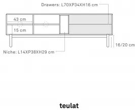 TEULAT CORVO 180 TV stolík Sivá - antracitová