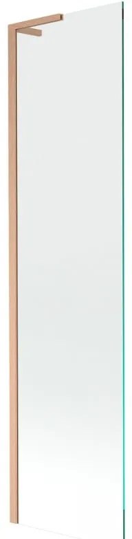 Mexen Next L, 1-krídlová vaňová zástena 50 x 150 cm, 6mm číre sklo, medený profil, 895-050-000-03-00-65