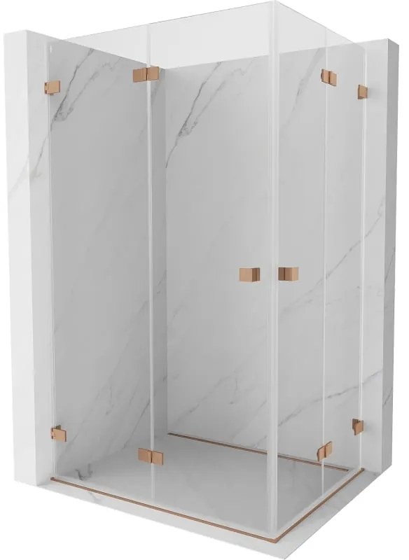 Mexen Lunar-F Duo, skladací sprchový kút 95 x 70 cm, 6mm číre sklo, profil medená matná, 836-095L-070P-65-00
