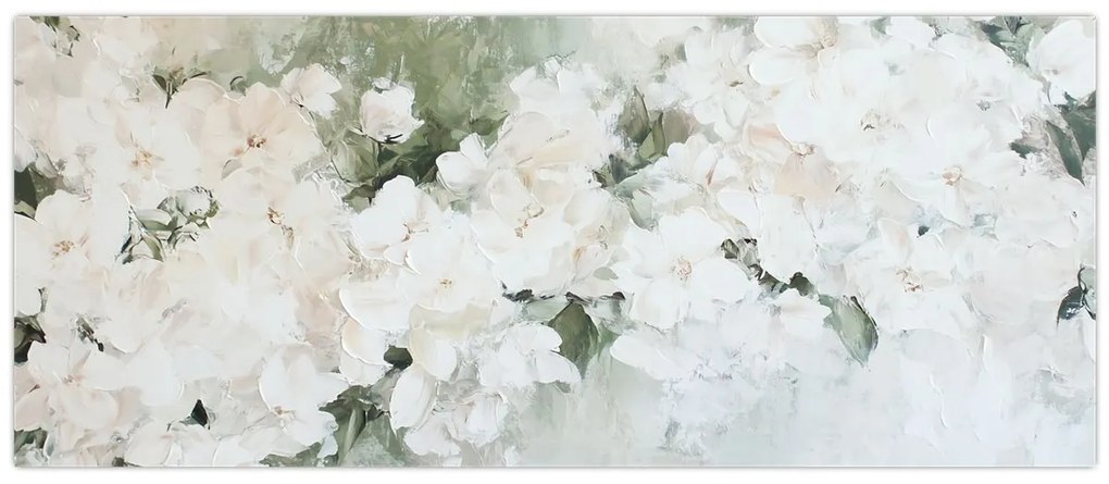 Obraz - Abstrakcia bielych kvetov (120x50 cm)