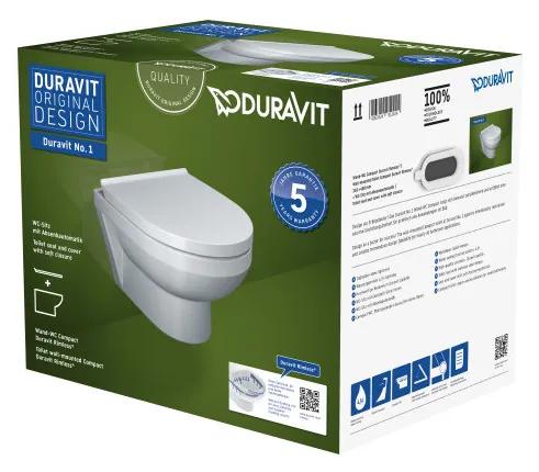 Duravit No.1 - SET Závesné WC, Rimless + sedátko so sklápacou automatikou, biela 45620900A1