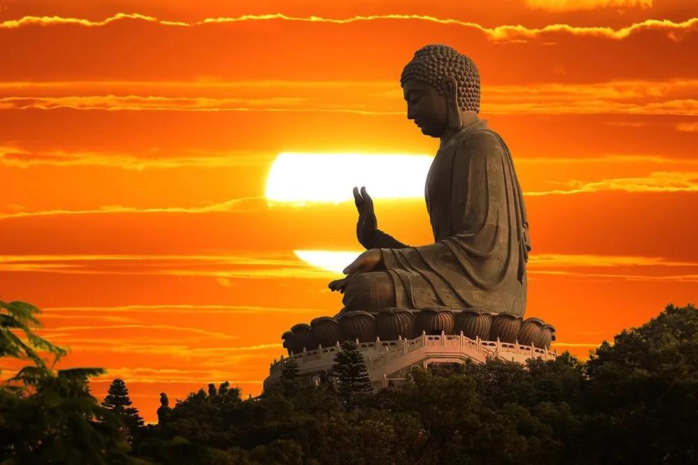 Tapeta socha Budhu pri západe slnka - 150x100