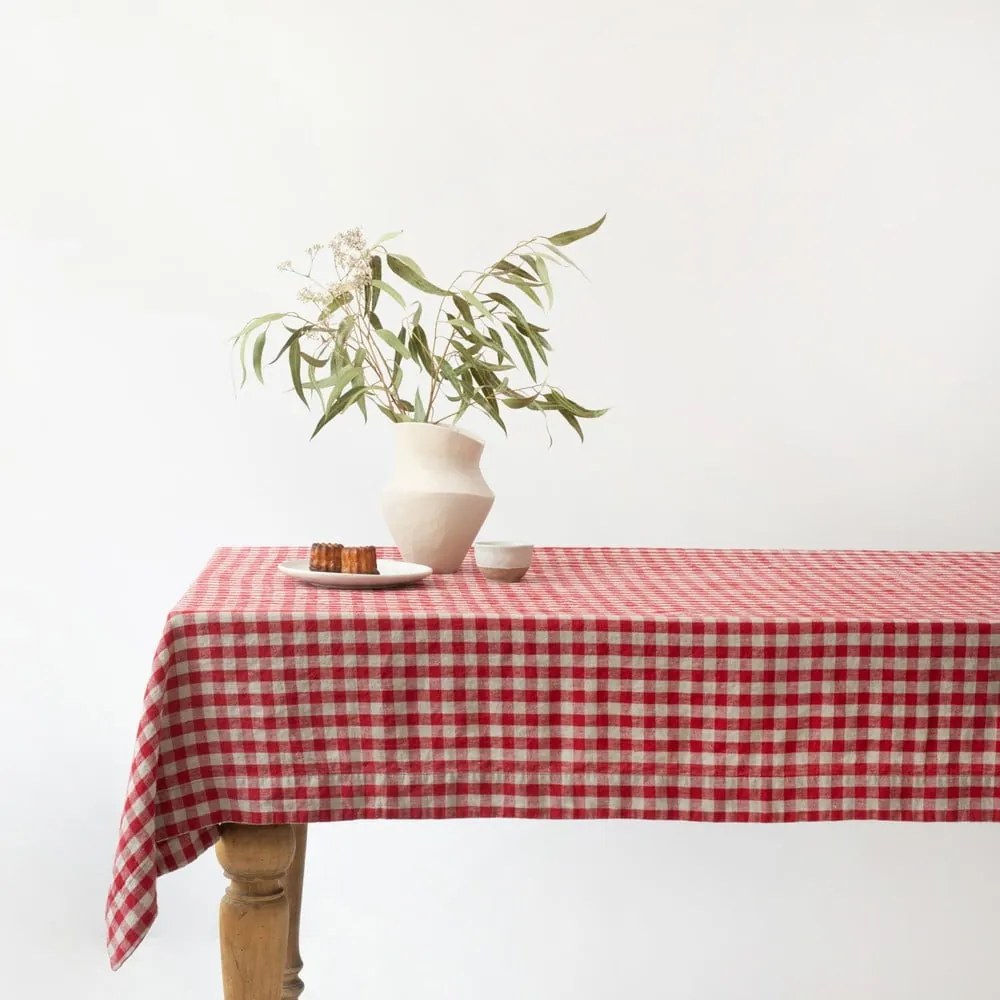Ľanový obrus 140x200 cm Red Gingham – Linen Tales