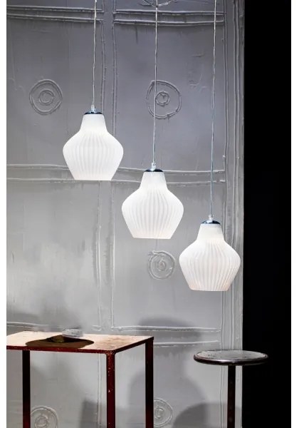 SIRU - Luster na lanku LONDON 1xE27/60W/230V biela/lesklý chróm benátske sklo