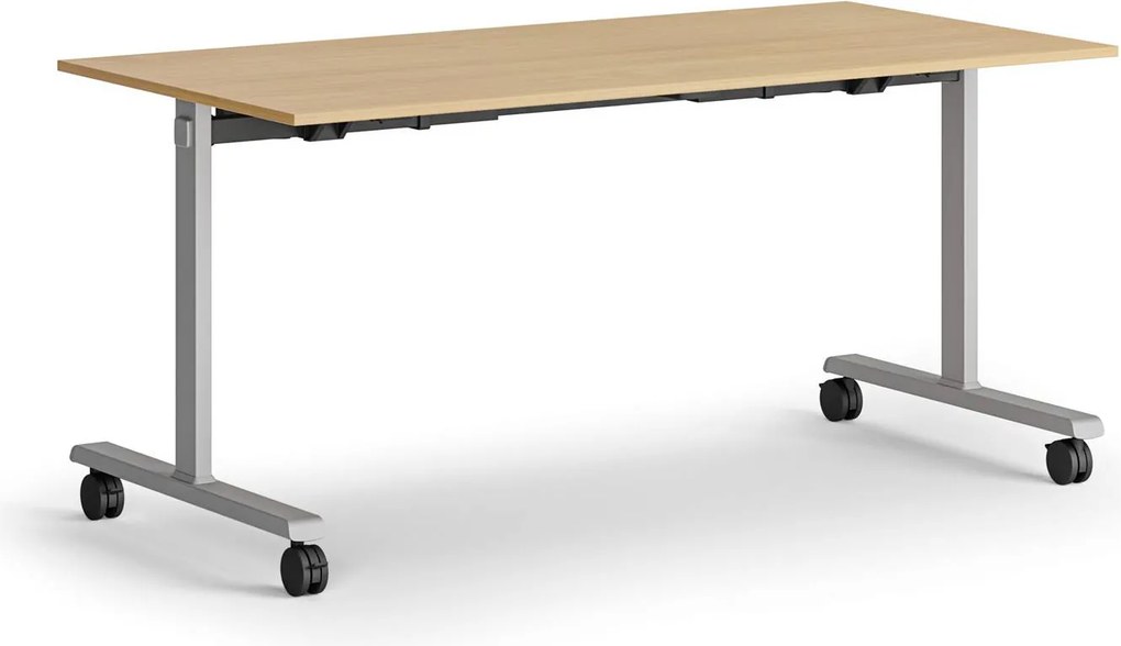 Mobilný stôl MATCH, 160x80 cm, sivá podnož, buk