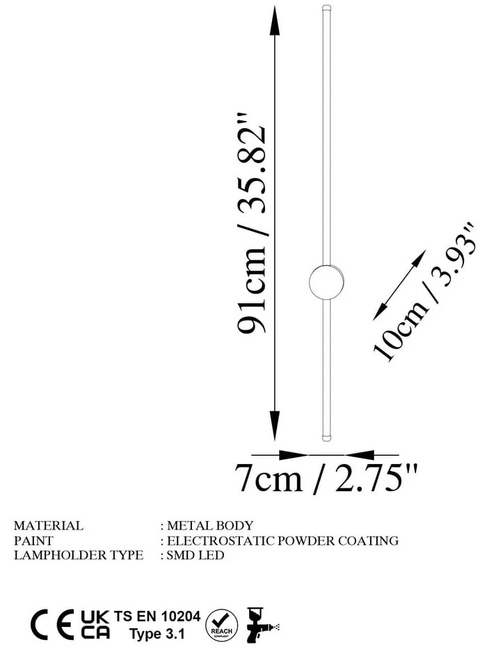 Čierne LED nástenné svietidlo ø 7 cm Sword – Opviq lights