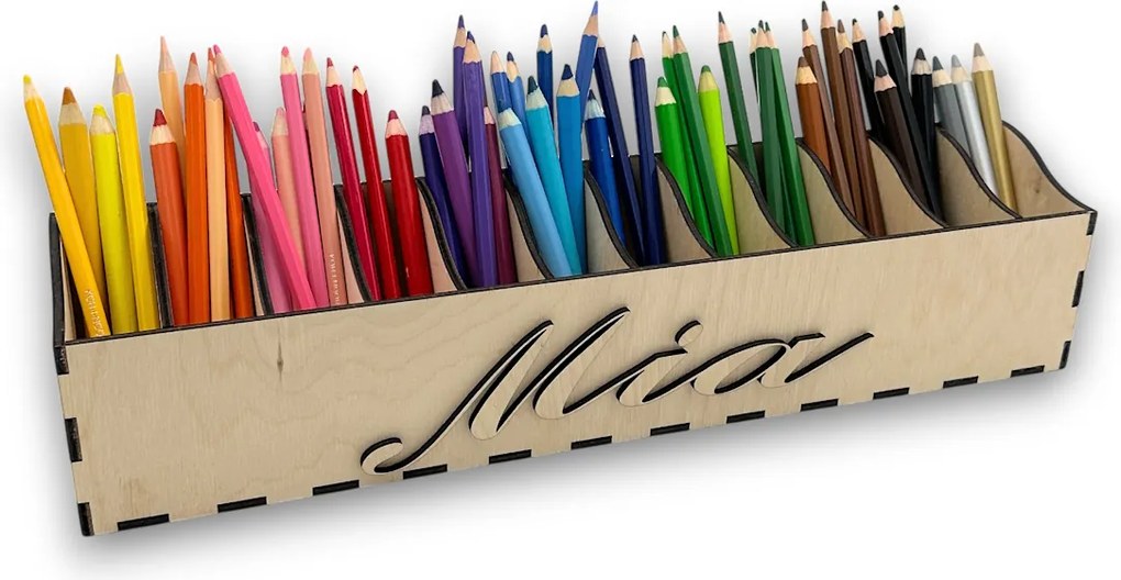 usporadejto.cz Pastelkovník XL VASKY, 44 x 8 x 10 cm, s označením farieb + meno na želanie