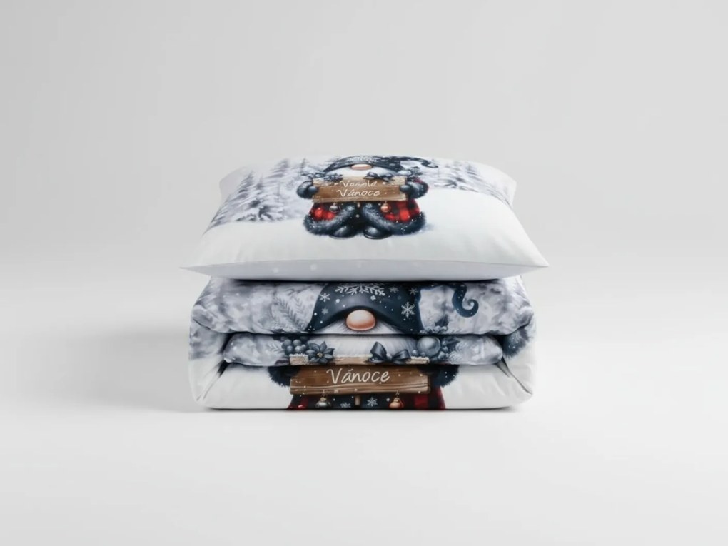 Obliečky z mikrosaténu JOLLY GNOME biele + obliečka na vankúšik 45 x 45 cm zadarmo Rozmer obliečky: 70 x 90 cm | 140 x 200 cm