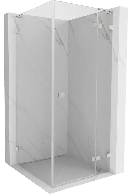 Mexen Lunar L, 1-krídlový sprchový kút, pravý, 80 x 80 cm, 8mm číre sklo, brúsená oceľ profil, 834L-080-080-97-00-P