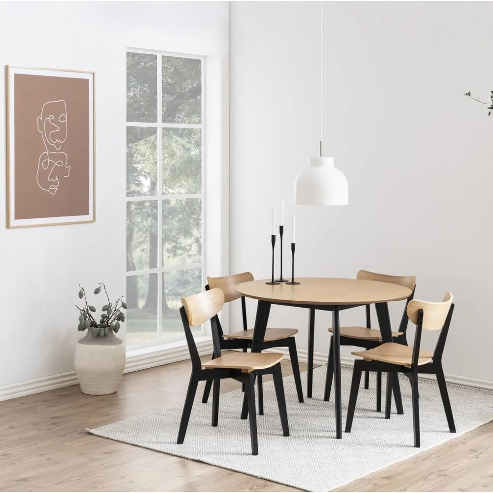 Čierna/v prírodnej farbe jedálenská stolička v dekore duba Roxby – Actona