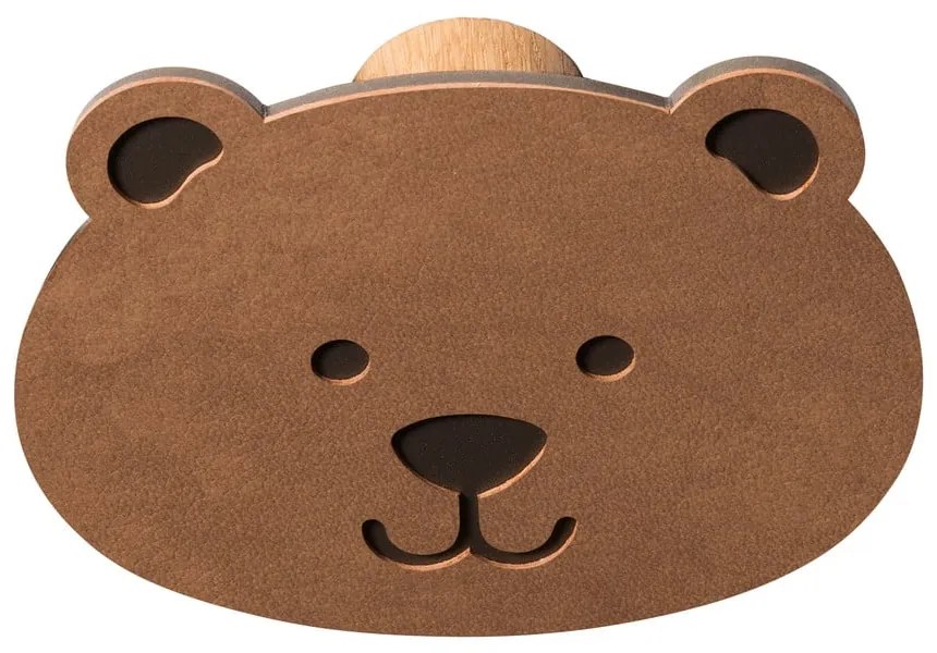 Hnedý nástenný oceľový háčik Bear Dot Nupo – LIND DNA