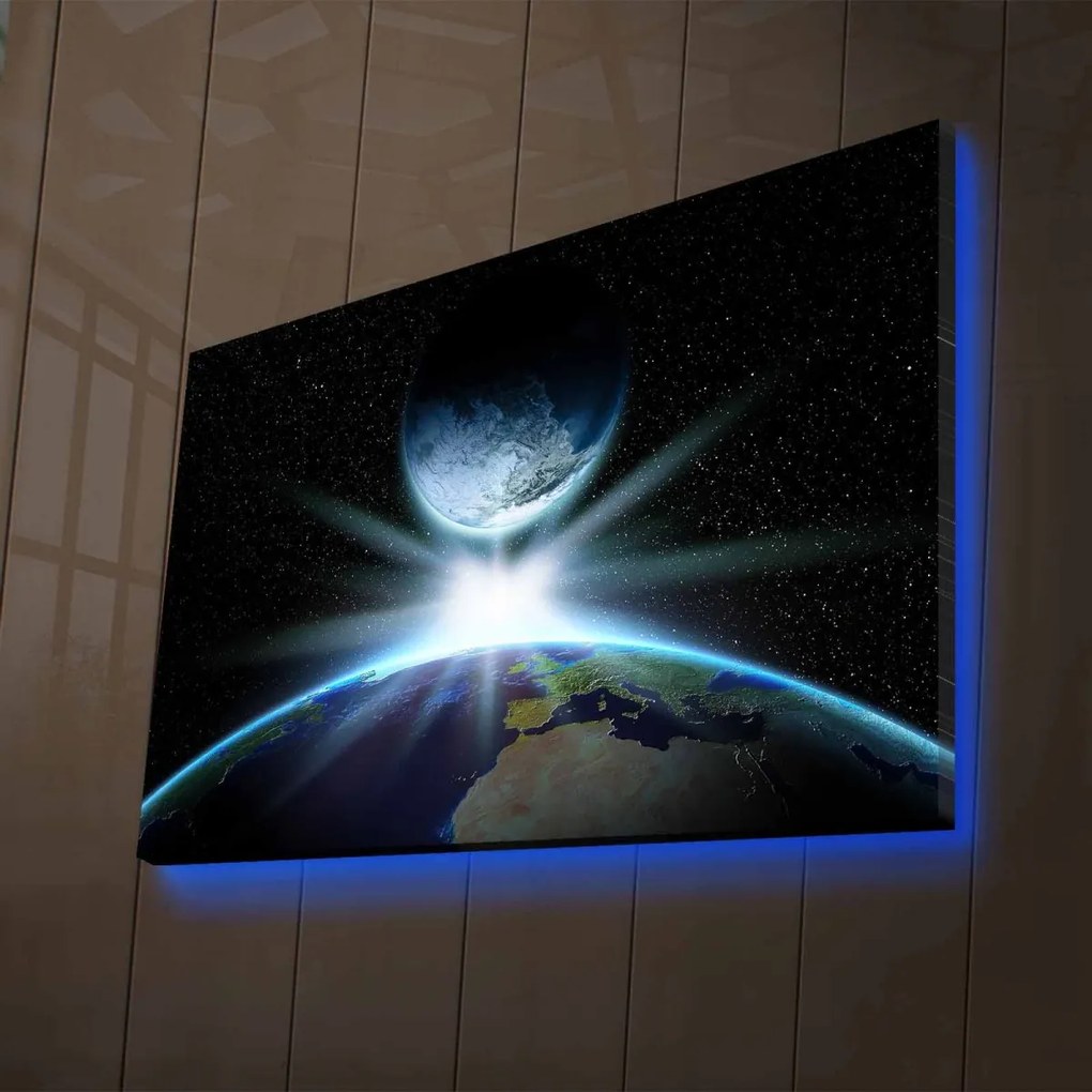 Obraz s LED osvetlením STRETNUTIE ZEME A MESIACA 45 x 70 cm