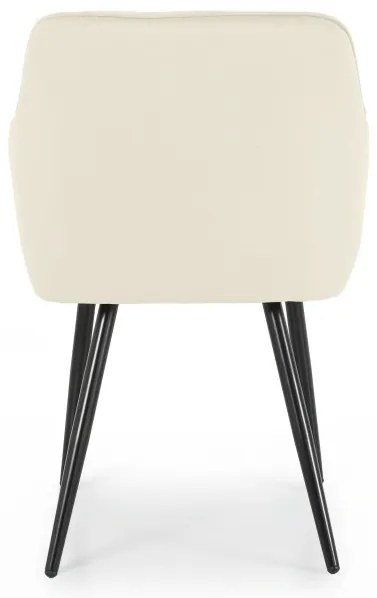 Sada dvoch jedálenských stoličiek DIAMANT zamatové, krémové / čierne nohy (2 ks)