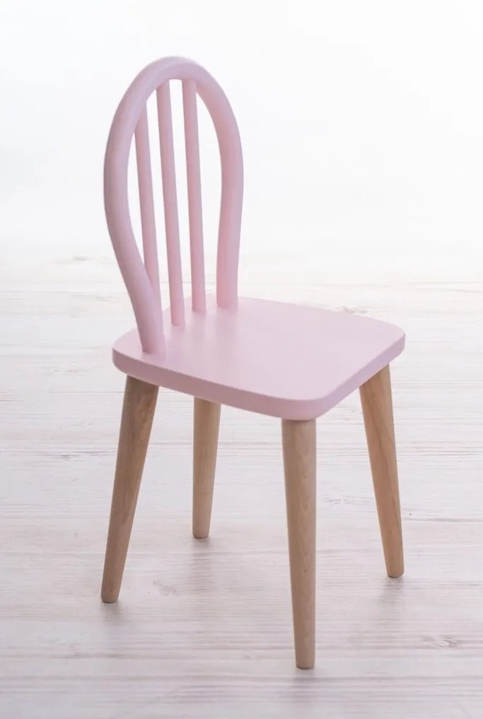 Dadaboom.sk Detská drevená stolička z bukového dreva - púdrovo ružová