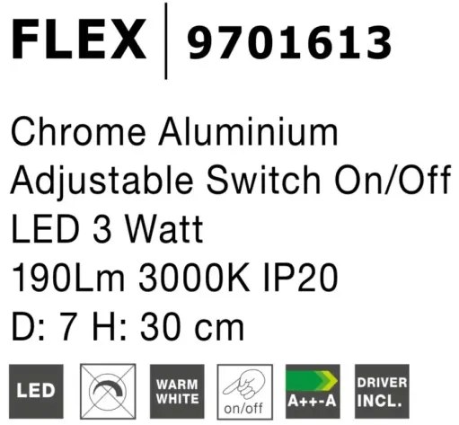 Moderné nástenné svietidlo Flex 7 Chrome
