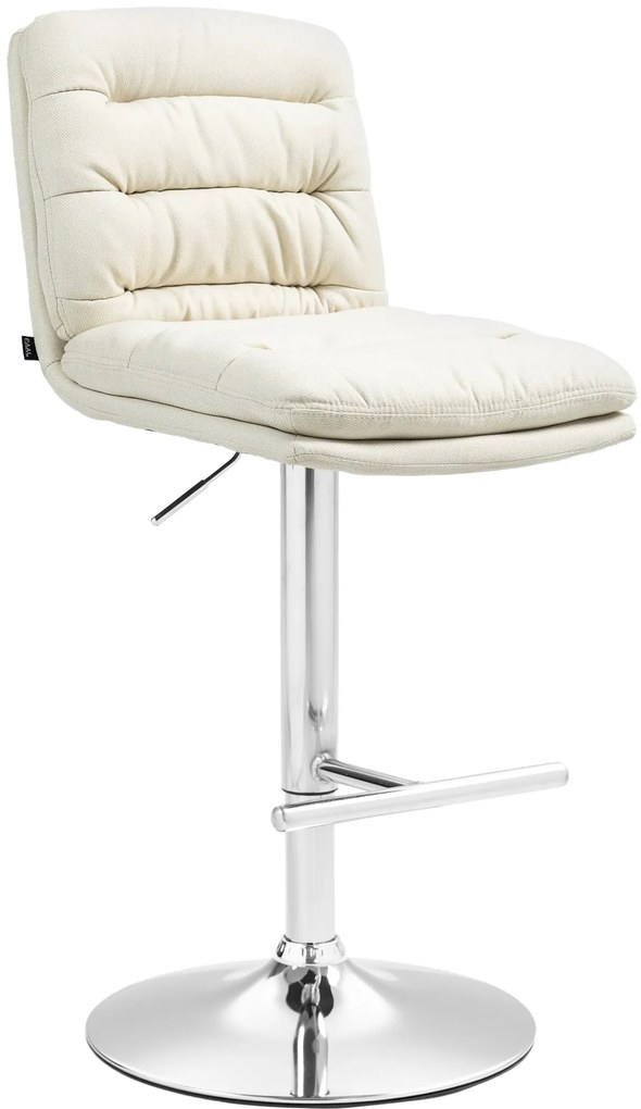 Barová stolička Damar - látka, chróm rám - krémová