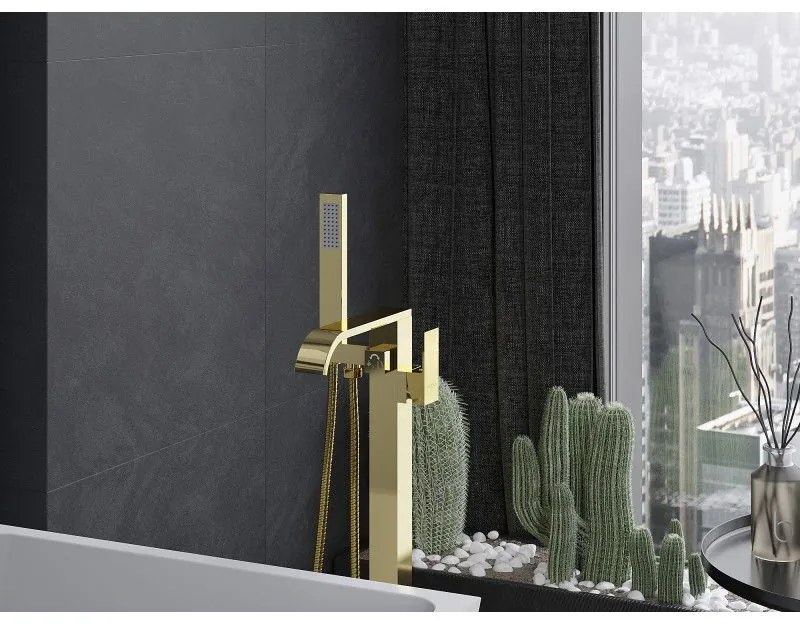 Mexen Lava, voľne stojaca vaňová batéria, zlatá lesklá, 752433-50