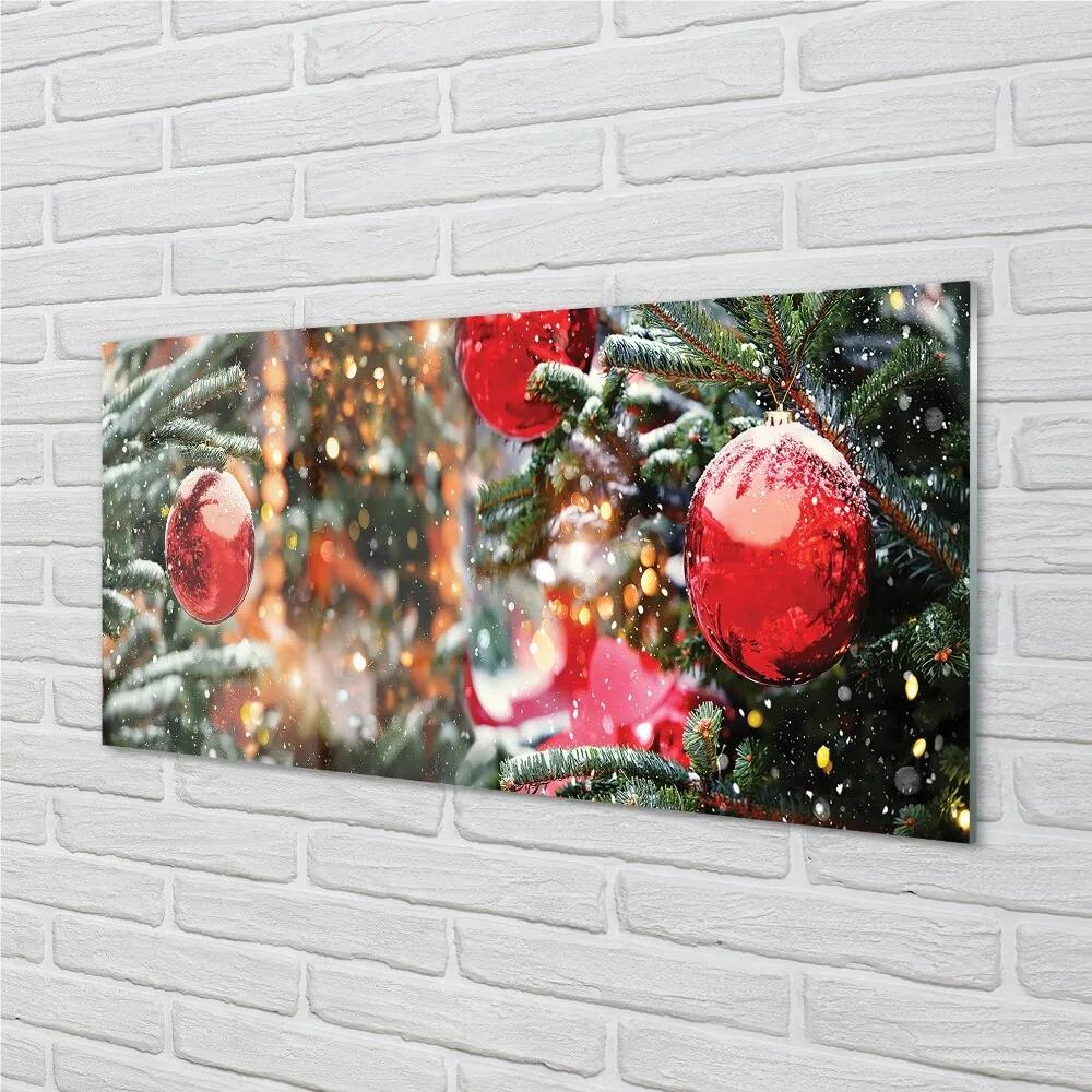 Sklenený obraz Snow Vianočné ozdoby 120x60 cm
