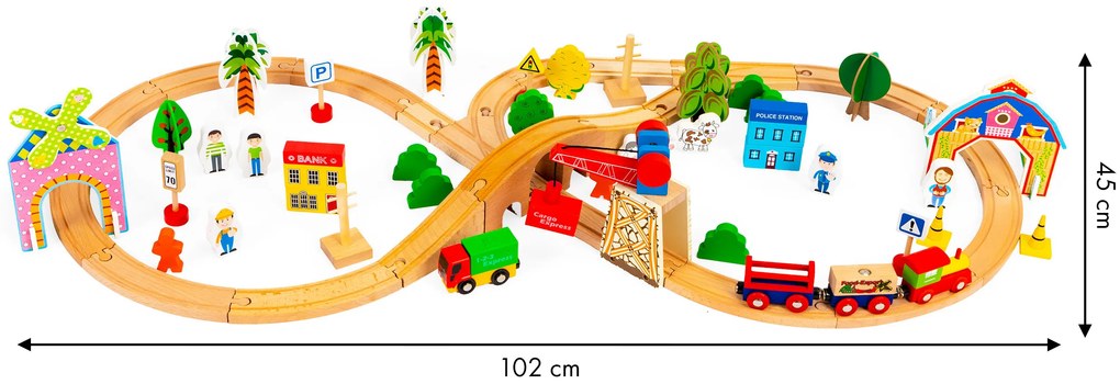 ECOTOYS Drevená vláčiková dráha 74 dielov