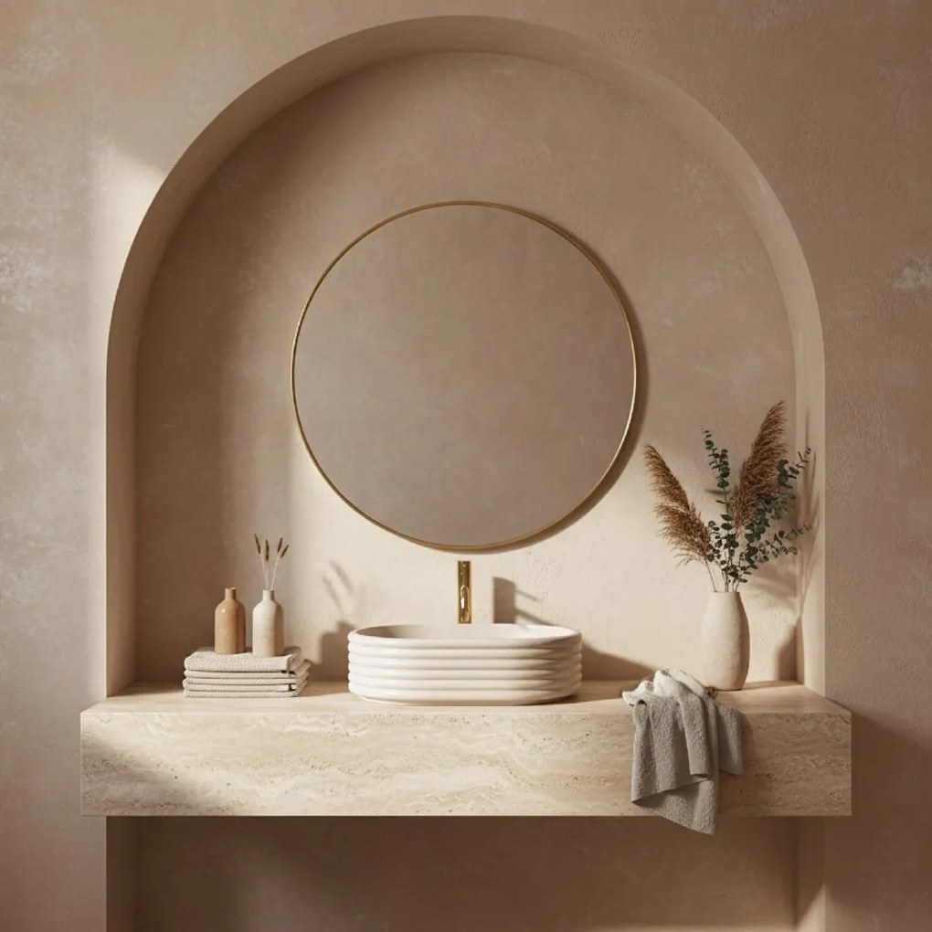 Rea Nicoletta, umývadlo na dosku 500x360x140 mm, béžová-imitácia kameňa, REA-U7346