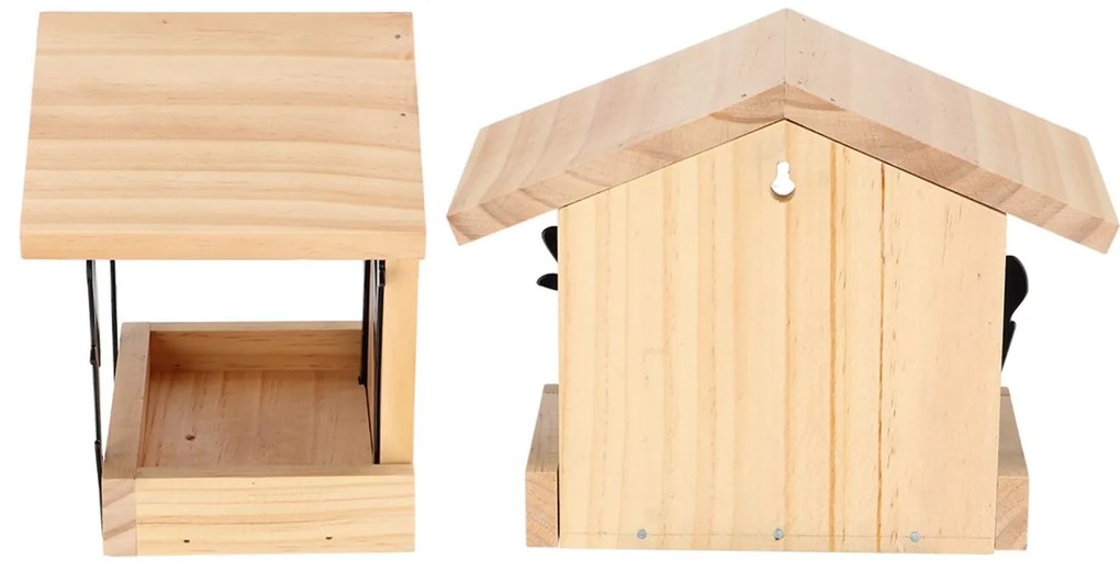 Kŕmidlo pre vtáky Rhi, 18x24,5x14 cm, drevo/kov, hnedá