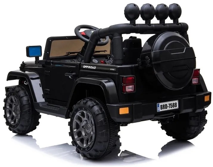 RAMIZ  Elektrické autíčko - Jeep BRD-7588 4x4 - čierne - 4x45W - 1x12V10Ah - 2023