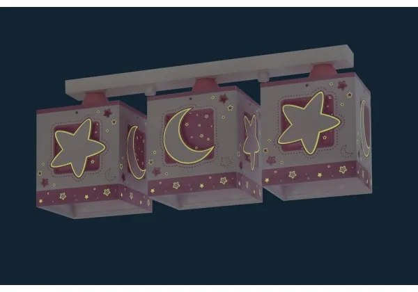 Dalber 63233NS - Detské stropné svietidlo MOON LIGHT 3xE27/60W/230V ružová