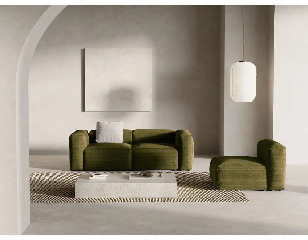 Zelená menčestrová pohovka 224 cm Bergamo – Cosmopolitan Design