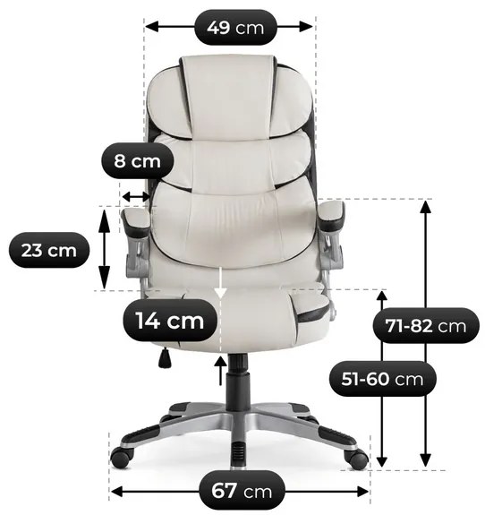 Vintino kancelárska otočná kožená stolička RONALD biela