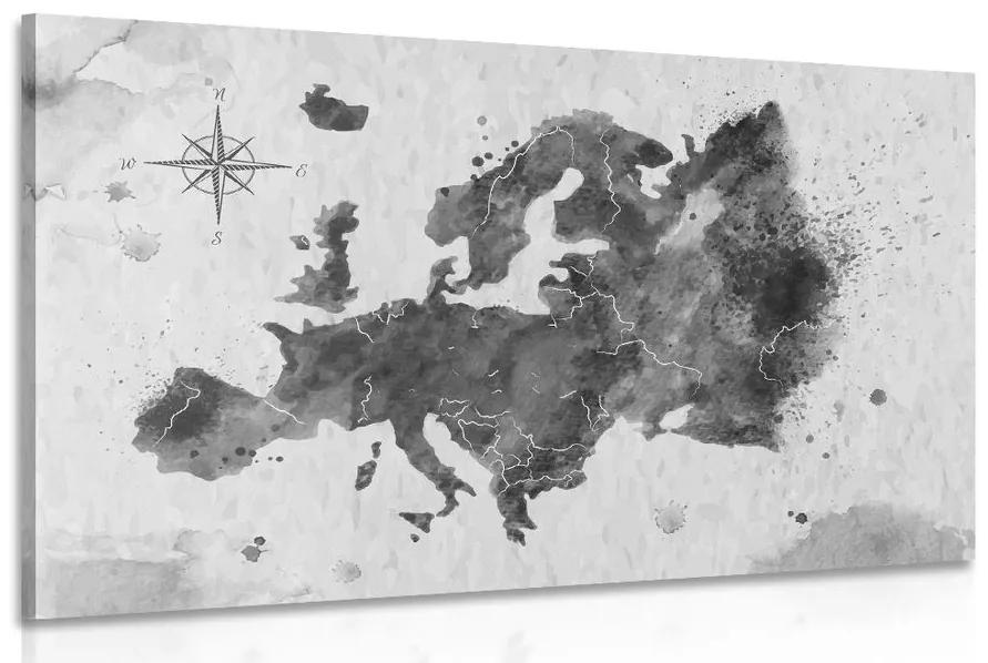 Obraz retro mapa Európy v čiernobielom prevedení - 60x40