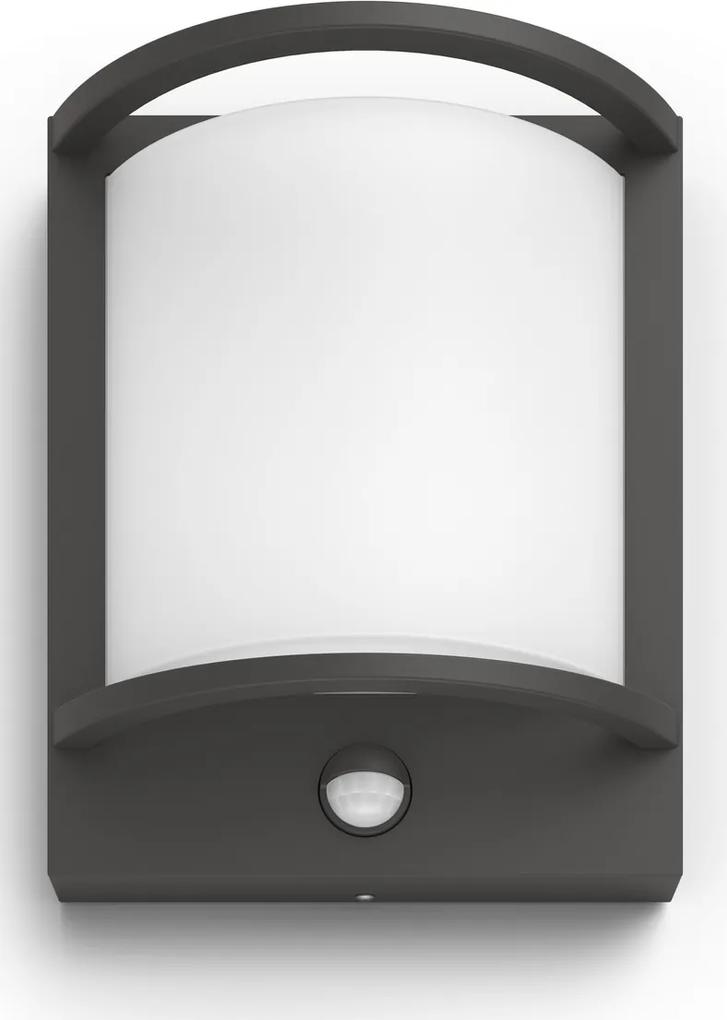 Philips 17392/93/P0 Samondra Vonkajšie nástenné LED svietidlo s čidlom 22 cm, antracit