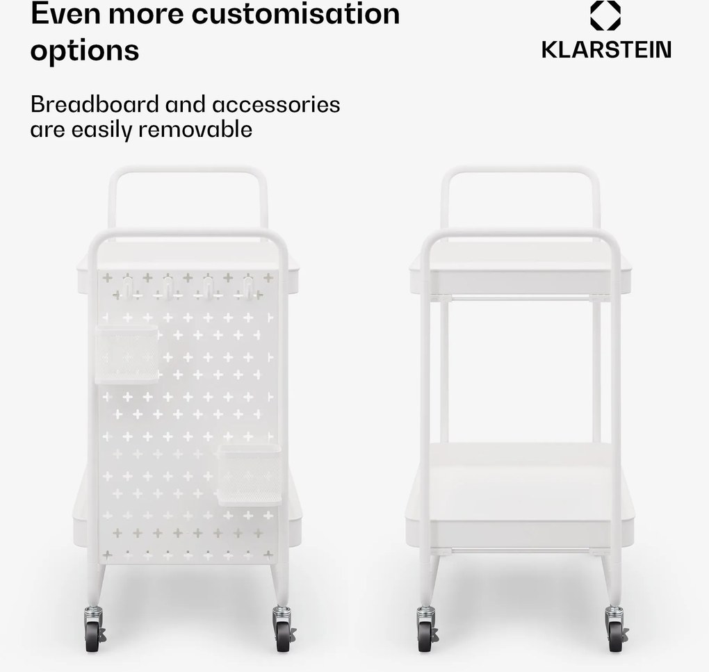 Klarstein Chibi , servírovací vozík, 2 police, kovový, koše, háčiky, mobilný