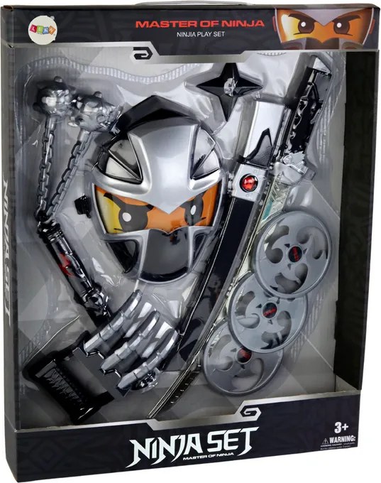 LEAN Toys Súprava nindža bojovníka Meč Maska Shuriken Disky Pazúry Drápy Claw